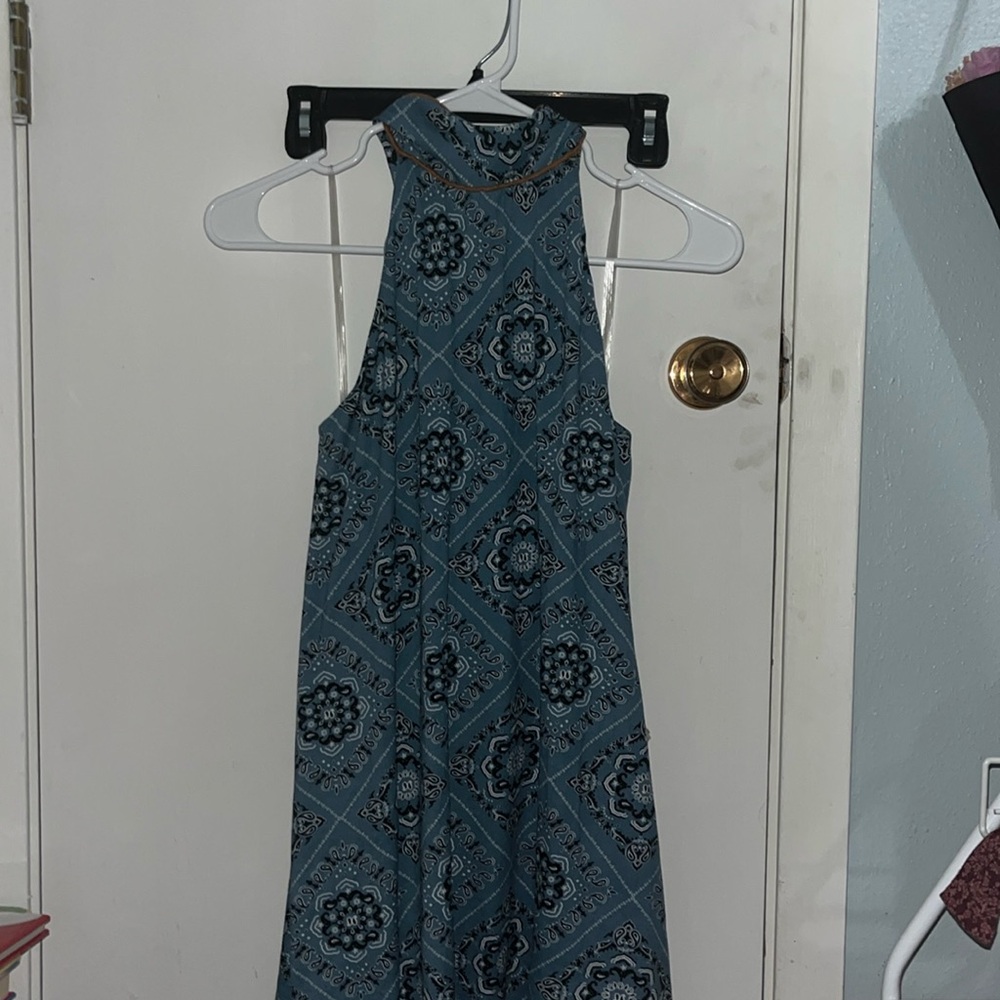 Western print halter mini dress